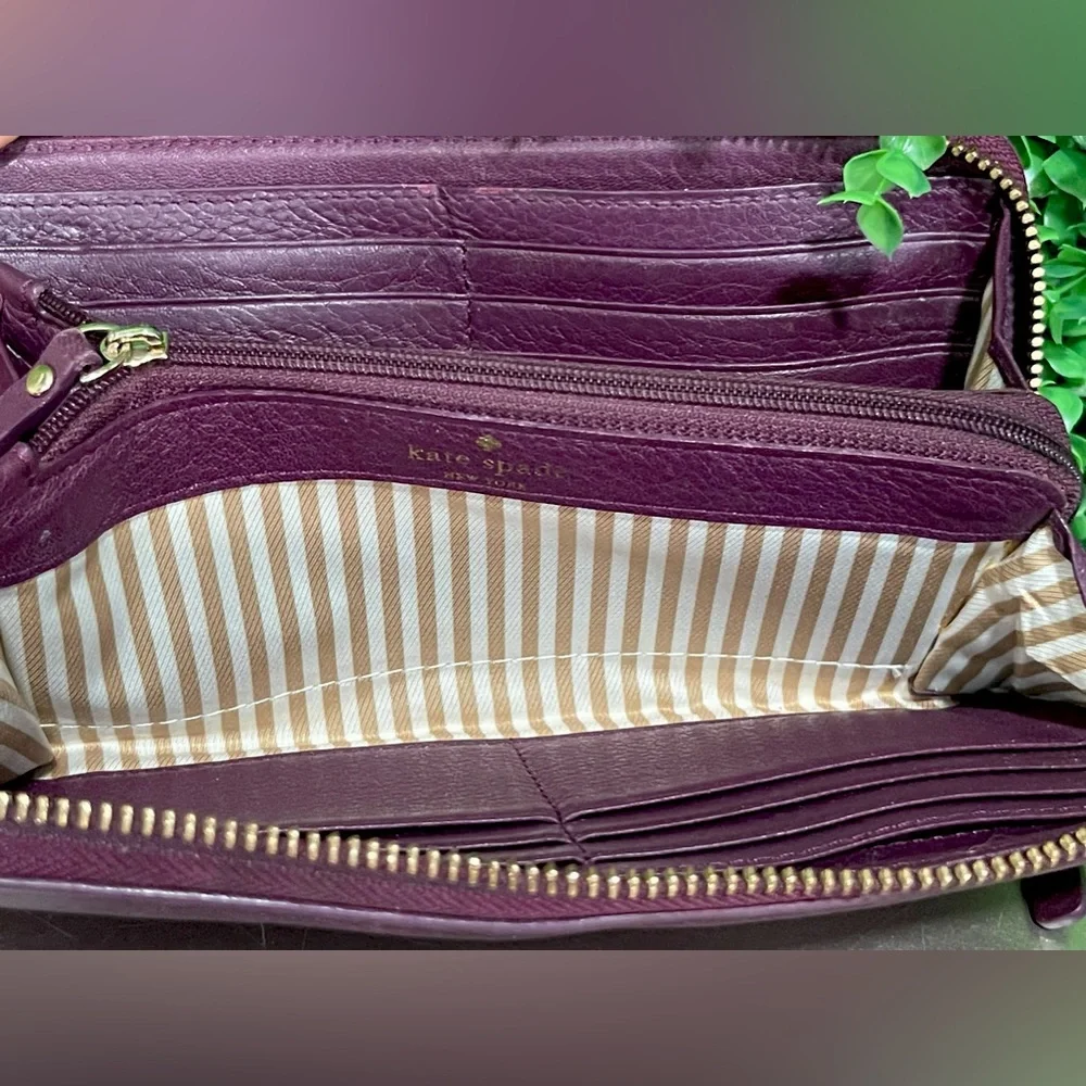 Kate Spade Cobble Hill Lacey Pink Purple Leather Ziparound Wallet